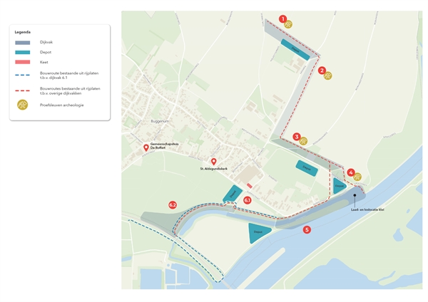 Kaart en legenda bouwroute Buggenum