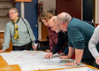 Plattegrond met informatie tijdens inwonersavond