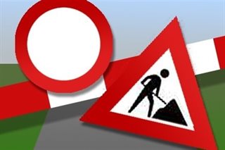 Verkeersbord werk in uitvoering en geen doorgang