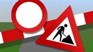 Verkeersbord werk in uitvoering en geen doorgang