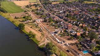 Luchtfoto van project dijkversterking Arcen