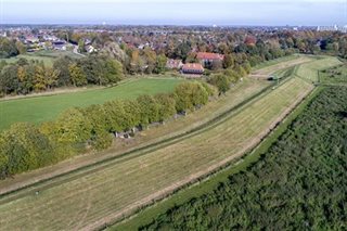 Omgeving met huizen en bomen
