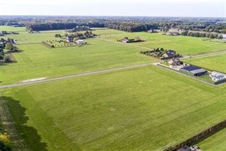 Omgeving met weilanden en huizen