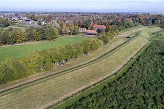 Omgeving met bos en gras