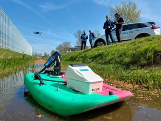 Close-up van de meetboot