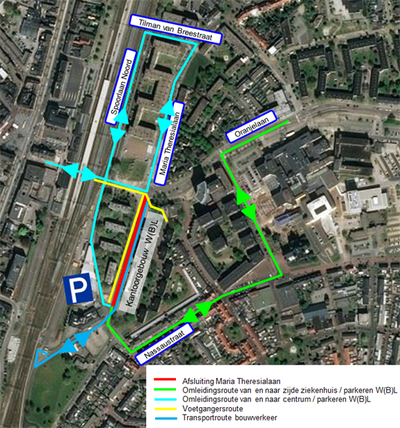 Omleidingsroute(s) afsluiting Maria Theresialaan