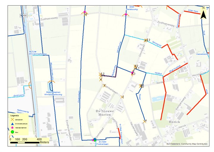 Overzicht locatie zandzakken