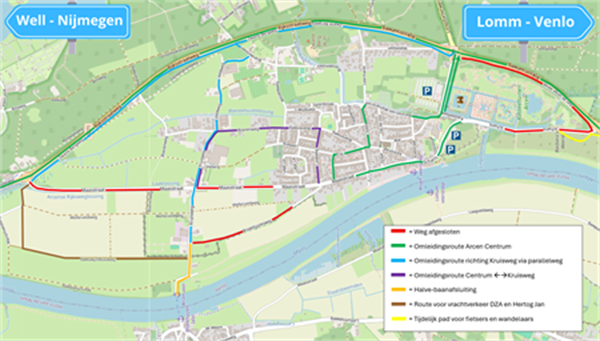 Omleidingsroute afsluitingen Schans en Maasstraat DEF afbeelding